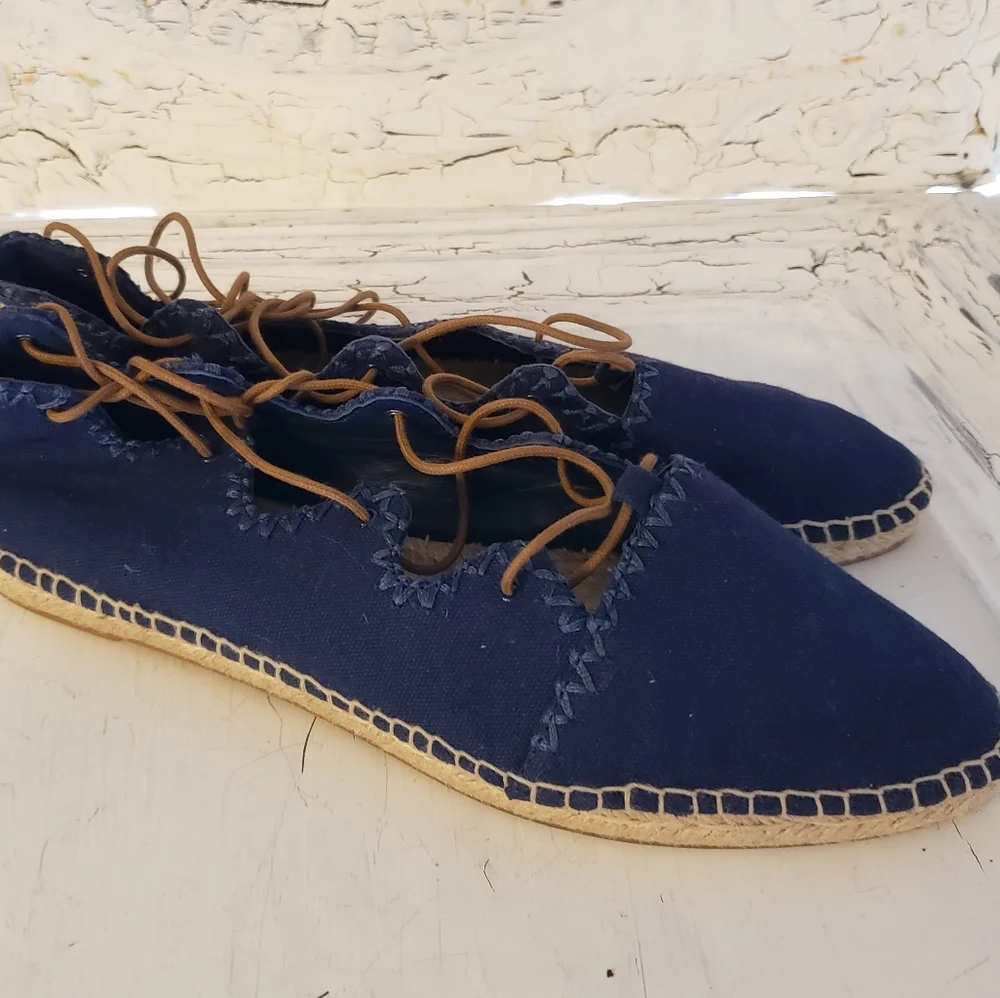 Tory Burch Sanoma Ghillie Espadrilles Slip On Lace Up Summer Shoes Designer